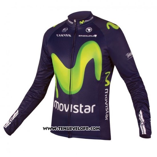 2016 Maillot Ciclismo Movistar Vert et Bleu Manches Longues et Cuissard